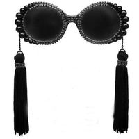 PRICES MAY VARY. pc frame AC lens It is Suitable For Any Face, Show Your Unique And High-end Taste. fashion retro tassel baroque pearl sunglasses women's personalized beach rhinestone vintage circle big sun glasses female