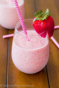 3 ingredient Skinny Strawberry Banana Milkshakes. by sallysbakingaddiction.com