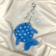 Fairycore Y2K Keychain, Cottagecore, mermaidcore, Handmade, ocean core, aquatic, whale shark, cute coin purse  *This is a small coin purse that looks like a gray\blue  whale shark, and decorated by a variation of shell, ceramic, and glass beads hung on a heart keychain clip* ★ No returns-all sales final  ★ Each piece of is completely handmade and unique and can therefore look a bit different from the photos.   ★ Handcrafted & made with love ★ These items are handmade and therefore are susceptibl