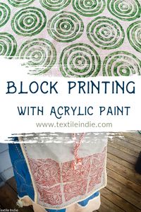 Block printing with acrylic paint is a method of printing on fabric or paper using a block of linoleum or rubber with a design carved into the surface.