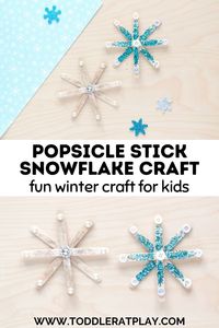 This Popsicle Stick Snowflake Craft is an easy winter craft for toddlers and preschoolers. #snowflakecraft #wintercrafts #popsiclestickcrafts #kidscrafts #easycrafts