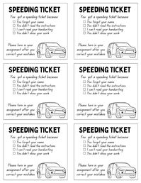 Are your students rushing through their work?  Speeding tickets are a fun way to tell your student(s) that they need to fix something or read instructions better.  These are great for Public, Private, and Home Schools.  **THIS IS A PDF NOT A PHYSICAL ITEM** This is a one time purchase, after purchasing this PDF you can use it as many times as you want and for however long you want.  After purchasing these speeding tickets, download the PDF and print on any color of paper. It is fun and enjoyable