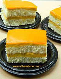 Nitha's Kitchen: Double Layered Eggless Mango Mousse Cake with Mango Glaze