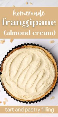 This French Almond Cream recipe (frangipane) is the perfect filling for tarts and pastries. To make almond croissant filling, almond tarts, bakewell tart or all kinds of french pastry recipes. The almond cream recipe walks you step by step through how to make frangipane for tarts, delicious desserts and tasty treats. The easy filling can be used to make gallette des rois, pear and almond tarts and frangipane cake.