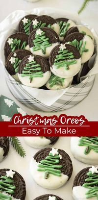 Christmas Oreos are a tasty holiday recipe for Chocolate Covered Oreos. So easy to make and a great Christmas candy gift idea- so cute too!