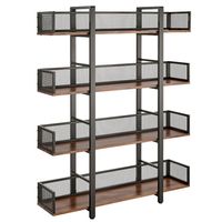 Keep your books neatly arranged with this 4-Tier Solid Wood Metal Industrial Bookshelf from Sturdis. Crafted from solid pine wood and reinforced with a sturdy black metal frame, this organizer shelf offers both visual appeal and ample storage space for your favorite reads. Each of the 4 tiers is meticulously constructed from solid wood, providing a robust foundation for your book collection. The addition of black mesh bookends not only adds to its industrial charm but also ensures that your book