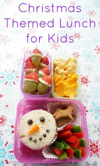 How fun is this Christmas themed lunch for kids?! With a few simple ingredients, great reusable containers and a little imagination you can create a fabulous, festive lunch for kids. Christmas recipe. #sponsored