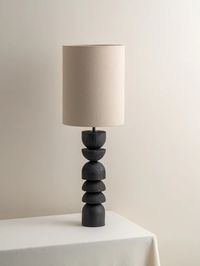 Aska - tall charred wood and natural linen table lamp | Table Lamp | £175 | Lights & Lamps | Modern Designer Lighting | UK