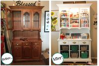 Turn an outdated hutch into a craft supply storage center