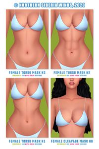 | northernsiberiawinds | ts4cc | sims 4 cc | female | male | skin details | body presets | female and male torso mask | cleavage mask | maxis match | alpha |