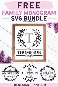 Free Family Monogram SVG Bundle of 4 Cut Files for Cricut