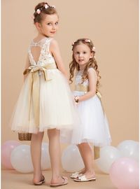 JJ's House Beading Sash Lace Tulle Scoop Flower Girl Dress Spring Summer A-line Back Zip Knee-Length (Detachable sash) Sleeveless Flower Girl Dress. #JJ's House #Beading #Sash #Lace #Tulle #Scoop #FlowerGirlDress #Spring #Summer #Aline #BackZip #KneeLength #Sleeveless #FlowerGirlDress