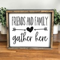 Add a touch of farmhouse charm to your home with our "Friends and Family Gather Here" wood sign. This rustic piece is perfect for hanging in your living room, dining room, or any space where you gather with loved ones. Crafted from high-quality wood, this sign adds a unique and personalized touch to any home. Whether you're hosting a family dinner or simply enjoying a quiet evening with friends, this sign creates a warm and inviting atmosphere. It's a reminder of the importance of spending time