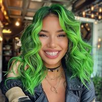 magnific dtDQGXghJP9fntSooYCY Emerald Green Hair with Lime Green Highlight