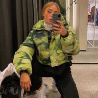 Tie Dye Green Puffer Jacket