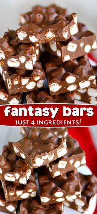 These sensational Fantasy Bars take just 5 minutes and 4 ingredients! Supremely decadent, these easy bars have a fudge like consistency and rich, chocolate flavor. It's the ultimate combination of chocolate, peanut butter, and butterscotch that really takes this recipe over the top! // Mom On Timeout