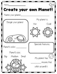 Are you students fascinated with outer space? This activity gives students creative freedom to design a planet. This can be done on its own or paired with a craft. Students can make their planets with paper, clay, or paper mache.