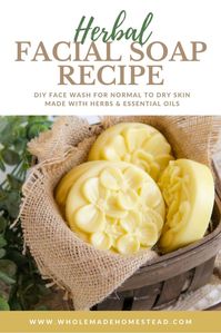 Try these easy-to-make melt and pour facial soap bars complete with skin healing herbs, moisturizing oils and soothing shea butter. Lightly scented with lavender essential oil, this facial soap recipe will keep your skin clean and refreshed.