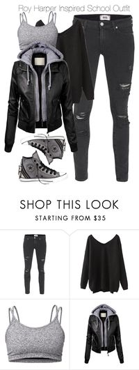 "Arrow - Roy Harper Inspired School Outfit" by staystronng ❤ liked on Polyvore featuring Paige Denim, Lija, Converse, school, Arrow and royharper