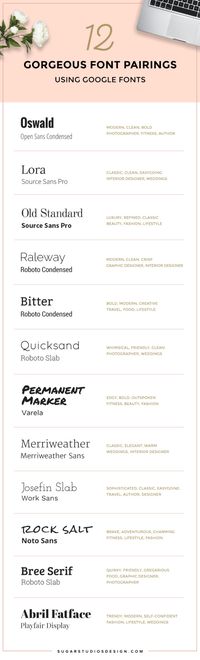 12 Gorgeous Font Pairings using Google Fonts