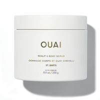 Including sugar crystals and coconut oil, Ouai Scalp & Body Scrub (St Barts) helps to leave the skin smoother, softer, and with a tropical scent.