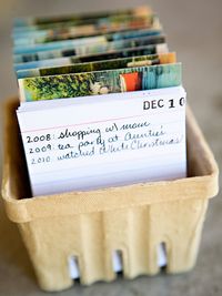 LOVE this idea... It's a daily calendar that is reused each year and gets better the longer you use it. Each day you write the year and something that happened that day like, "(Child's name) took her first steps." Imagine how neat it would be in 10 years.