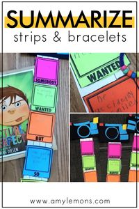 This is such a fun idea for teaching and practicing summarizing with your elementary students! Amy Lemons shares summarizing strips and bracelets that students can fill in with the SWBST method. This lesson idea is a great way to build students' reading skills!