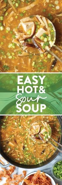 Easy Hot and Sour Soup - So much tastier (and FASTER) than delivery! 30 min start to finish. Made with homemade wonton strips. SO SO GOOD.