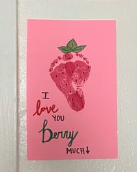 February / valentines day craft idea. Strawberry Footprint painting.