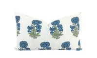 Talia Teal Blue and Green Floral Block Print Pillow Cover - Etsy