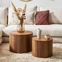 Amazon.com: WILLIAMSPACE Nesting Coffee Table Set of 2, Walnut Round Wooden Coffee Tables Modern Circle Table for Small Space Living Room Bedroom Accent End Side Table (Walnut-Round) : Home & Kitchen