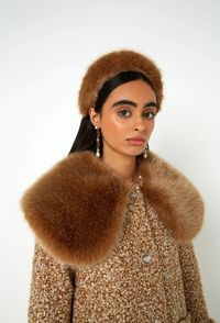 Shrimps Melete Faux Fur Headband in Camel – shrimps