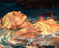 “I’m so tired, Rowan” ❤️‍🔥 • “I didn’t break” she said quietly. His heart cracked at the words. Perhaps she needed the cooling water of the lake to be able to able to hear her own voice again…” - Kingdom of Ash by Sarah J Maas • This scene killed me and I know I had to paint it. I hope it moves you. and I hope you see the little tentacles in the water, I knew there was something in that ancient pool 🦑💀 • #rowaelin #aelingalanthynius #aelinashryvergalathynius #aelinashryver #rowanw...