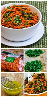 So many fun flavors in this Spicy Shredded Carrot Salad with Mint, Cilantro, Green Onion, Lime, and Jalapeno; perfect salad for a picnic where you don't want mayo! [from Kalyn's Kitchen] #SummerSalad #FreshHerbs #Vegan #GlutenFree