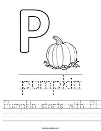 Pumpkin starts with P Worksheet - Twisty Noodle