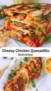 Make dinner a breeze with this delicious Chicken Quesadilla Recipe! Packed with cheesy goodness and tender chicken, these quesadillas are perfect for a quick and easy meal that the whole family will love. Ready in minutes! #ChickenQuesadilla #EasyDinner #CheesyGoodness #FamilyMeals #QuickRecipes