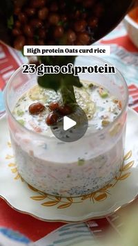 Aruna Vijay on Instagram: "High protein oats curd rice 

Curd rice is the ultimate comfort food, and this high-protein twist is so easy to make! Like I always say, high-protein meals don’t have to be complicated. I take this to work, and it’s an absolute favorite. Give it a try if you’re looking for a simple, delicious, and nutritious meal. 

[high protein meal, veg protein, lunch ideas, curd rice, oats , chia seeds, sprouts, quick meals]"