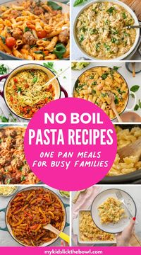 I love simple family dinners. Here I have shared 15 awesome no-boil pasta recipes that all cook in one pot! With minimal prep and cleanup, you can enjoy a delicious homemade meal without spending hours in the kitchen. I'm sure your family will love a Lazy Lasagna, Sausage Pasta or Crockpot Mac and Cheese, plus many other great no-boil pasta recipes.