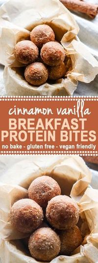 Cinnamon Vanilla Breakfast Protein Bites! Learn how to make gluten free protein bites in this step by step recipe! Easy, healthy, vegan friendly! Great for kids and families on the go.