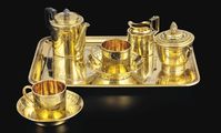 c1789-90  FRENCH SILVER-GILT EGOIST TEA SET, JEAN SIMON PONTANEAU, PARIS, 1789-1790 Estimate  4,000 - 6,000  EUR  LOT SOLD. 	EUR 7,500