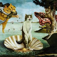 Birth of Venus the feline edition. #catmemes