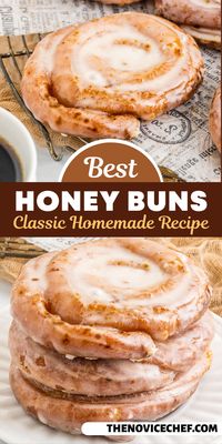 These soft, sweet Homemade Honey Buns have the same melt-in-your-mouth texture that you love from store-bought honey buns! Sticky and sweet with a cinnamon sugar filling, and creamy homemade glaze.