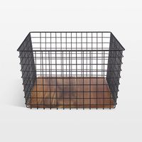 NeatMethod Large Black Metal Grid Storage Basket + Reviews | Crate & Barrel