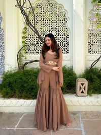 Buy Designer Gorgeous Faux Georgette Brown Sharara With Stylish online on Etsy India. Shop for handmade, vintage and unique Womens Dresses items from ANISHFAB online on Etsy