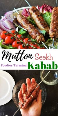 Click to check out the Best Mutton Seekh Kabab recipe. This mutton kabab recipe is the easiest you'll ever try. You don't need an oven or grill to make it. Just a griddle or skillet will do the job. Make this easy Mutton Seekh Kabab with pantry staples & enjoy a satisfying meal. For such easy recipes follow my blog foodiesterminal.com #mutton #muttonrecipes #indianmuttonrecipes #muttonkabab #muttonseekhkababrecipe #easymuttonrecipes #muttonkabob #goatkabab #goat #foodiesterminal