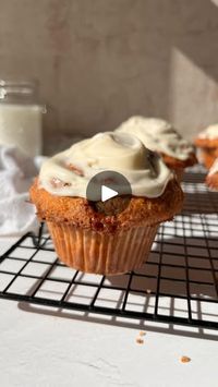 9.9K views · 1.7K reactions | ✨A cinnamon roll without the effort, say no more!!

These cinnamon roll muffins taste exactly like a cinnamon roll but in the form of a bakery style muffin!! I decided to pair them with a delicious cream cheese frosting! The top of the muffin has a nice crunch to it from the 🤤caramelized sugars meanwhile the inside is so soft and fluffy!! 
•
•
•
Muffin recipe by: @cambreabakes 
cambreabakes.com/cinnamon-roll-muffins

Cream cheese frosting
* 2 oz cream cheese room temp
* 2 tbsp butter room temp
* 1/2 tsp vanilla extract
* 3/4 cup powdered sugar
* 1/2-1tbsp heavy cream

•beat cream cheese and butter together until smooth. Add vanilla extract, powdered sugar, and 1/2tbsp heavy creamy until blend. You may need to add more cream to thin it out. 

#cinnamoroll #cin