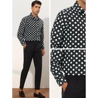 This button-down polka dot shirt can be worn with dress pants, a suit and tie for a business look, or with stylish jeans and slacks for a casual look. The casual polka-dot long-sleeved shirt is made of lightweight fabric. It is suitable for casual, business, work, dating, party, great gift for a father, friend, or son.