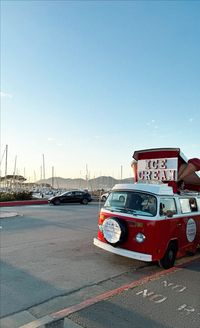 red vintage ice cream truck, summer aesthetic, summer in san francisco