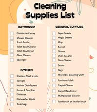 Cleaning Supplies List Printable