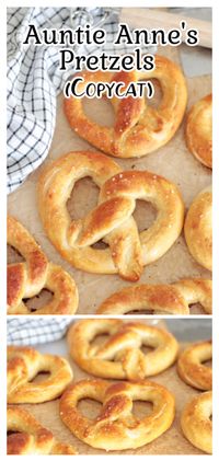 Our copycat Auntie Anne’s pretzels are so delicious and easy to make. Make pretzel shapes or pretzel bites in a variety of flavors!